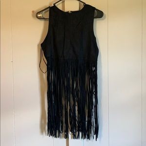 Suede Fringe Crop Top
